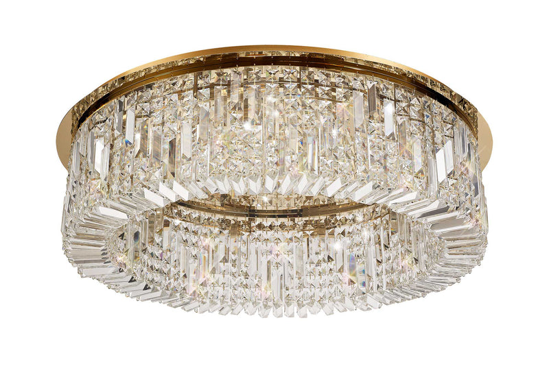 Load image into Gallery viewer, C-Lighting Vesta 85cm Round Flush Chandelier, 12 Light E14, Gold/Crystal Item Weight: 21kg - 29247
