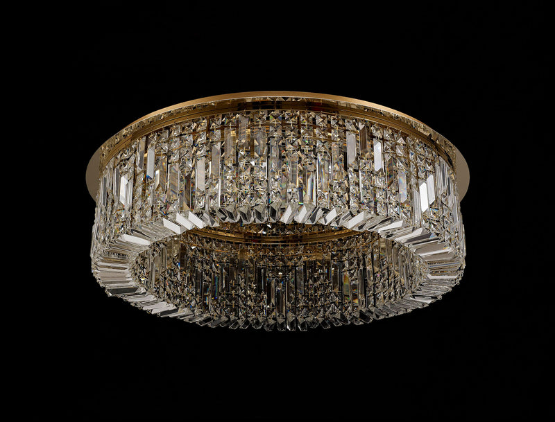 Load image into Gallery viewer, C-Lighting Vesta 85cm Round Flush Chandelier, 12 Light E14, Gold/Crystal Item Weight: 21kg - 29247
