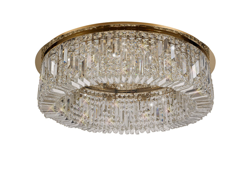 Load image into Gallery viewer, C-Lighting Vesta 85cm Round Flush Chandelier, 12 Light E14, Gold/Crystal Item Weight: 21kg - 29247

