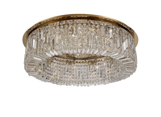 C-Lighting Vesta 85cm Round Flush Chandelier, 12 Light E14, Gold/Crystal Item Weight: 21kg - 29247