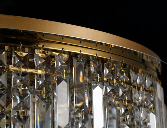 C-Lighting Vesta 85cm Round Flush Chandelier, 12 Light E14, Gold/Crystal Item Weight: 21kg - 29247