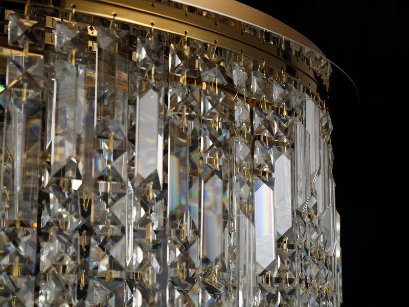 Load image into Gallery viewer, C-Lighting Vesta 85cm Round Flush Chandelier, 12 Light E14, Gold/Crystal Item Weight: 21kg - 29247
