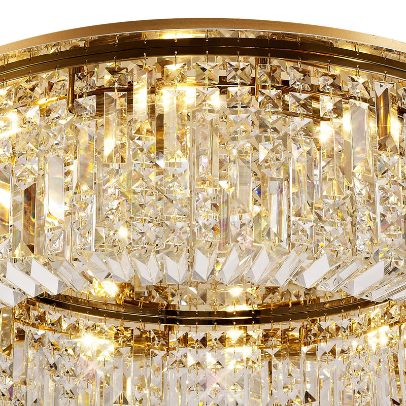 Load image into Gallery viewer, C-Lighting Vesta 85cm Round Flush Chandelier, 12 Light E14, Gold/Crystal Item Weight: 21kg - 29247
