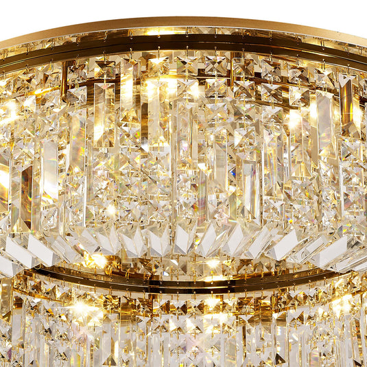 C-Lighting Vesta 85cm Round Flush Chandelier, 12 Light E14, Gold/Crystal Item Weight: 21kg - 29247