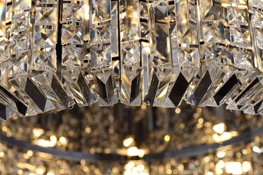 C-Lighting Vesta 85cm Round Flush Chandelier, 12 Light E14, Gold/Crystal Item Weight: 21kg - 29247