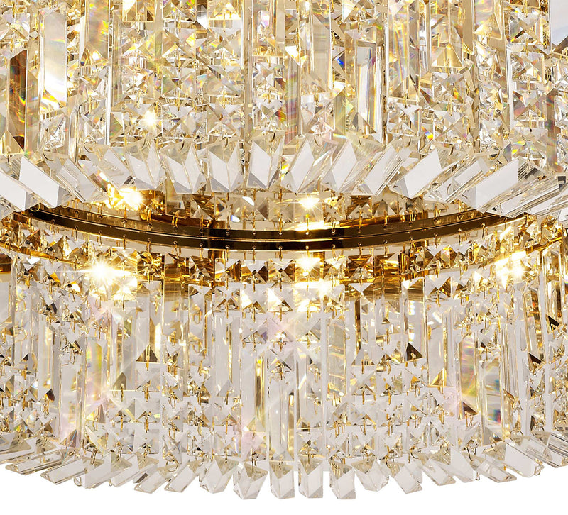 Load image into Gallery viewer, C-Lighting Vesta 85cm Round Flush Chandelier, 12 Light E14, Gold/Crystal Item Weight: 21kg - 29247

