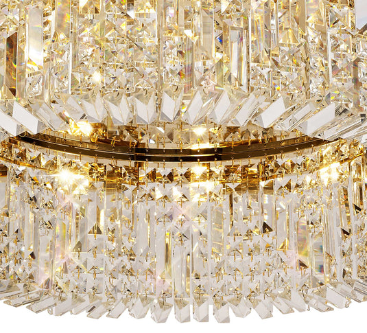 C-Lighting Vesta 85cm Round Flush Chandelier, 12 Light E14, Gold/Crystal Item Weight: 21kg - 29247