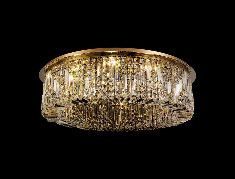 Load image into Gallery viewer, C-Lighting Vesta 85cm Round Flush Chandelier, 12 Light E14, Gold/Crystal Item Weight: 21kg - 29247
