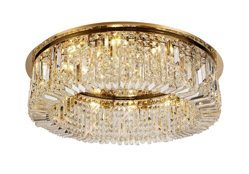 Load image into Gallery viewer, C-Lighting Vesta 85cm Round Flush Chandelier, 12 Light E14, Gold/Crystal Item Weight: 21kg - 29247
