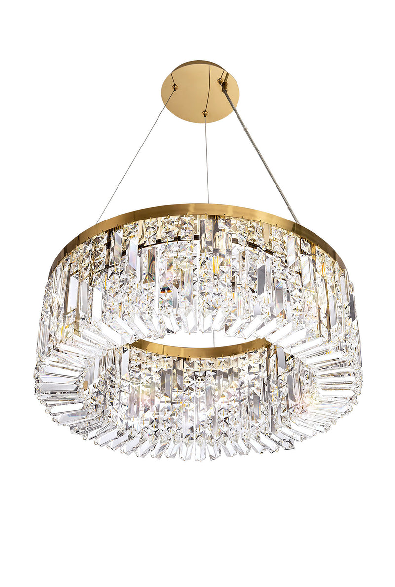 Load image into Gallery viewer, C-Lighting Vesta 60cm Round Pendant Chandelier, 8 Light E14, Gold/Crystal - 29248
