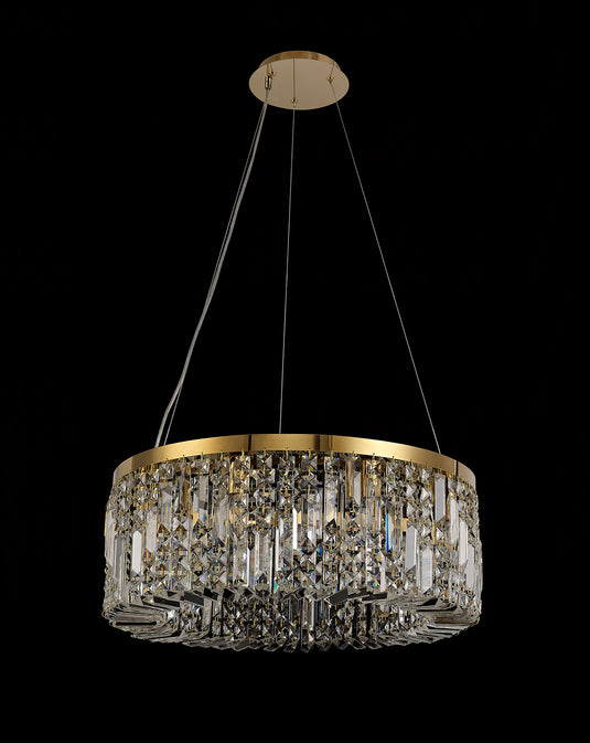 C-Lighting Vesta 60cm Round Pendant Chandelier, 8 Light E14, Gold/Crystal - 29248
