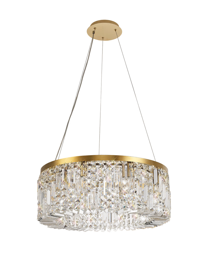 Load image into Gallery viewer, C-Lighting Vesta 60cm Round Pendant Chandelier, 8 Light E14, Gold/Crystal - 29248
