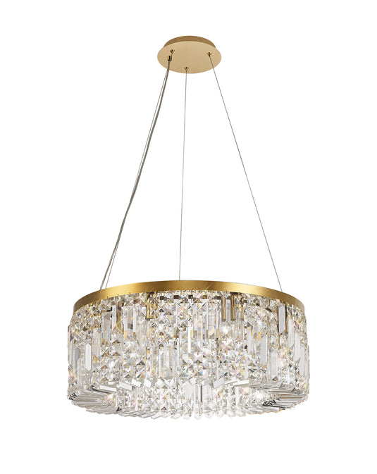 C-Lighting Vesta 60cm Round Pendant Chandelier, 8 Light E14, Gold/Crystal - 29248