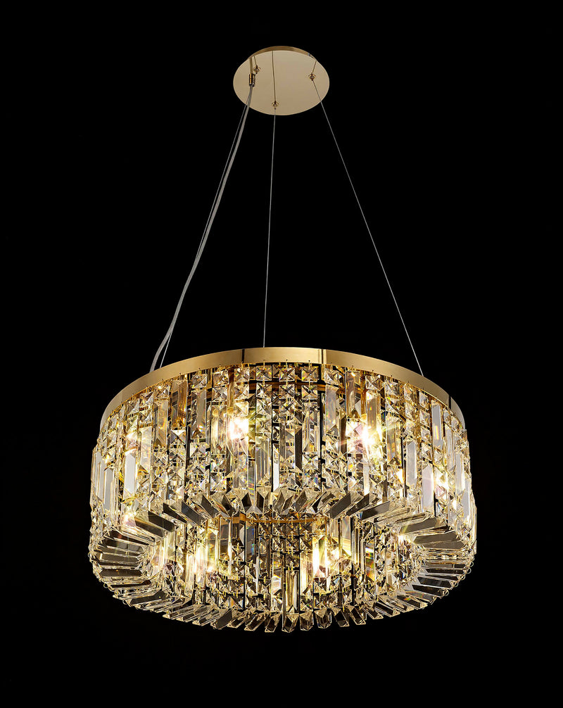 Load image into Gallery viewer, C-Lighting Vesta 60cm Round Pendant Chandelier, 8 Light E14, Gold/Crystal - 29248
