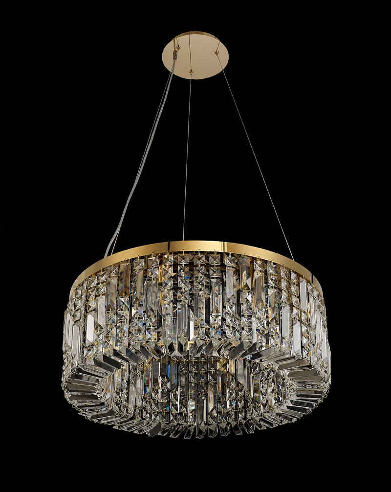 Load image into Gallery viewer, C-Lighting Vesta 60cm Round Pendant Chandelier, 8 Light E14, Gold/Crystal - 29248
