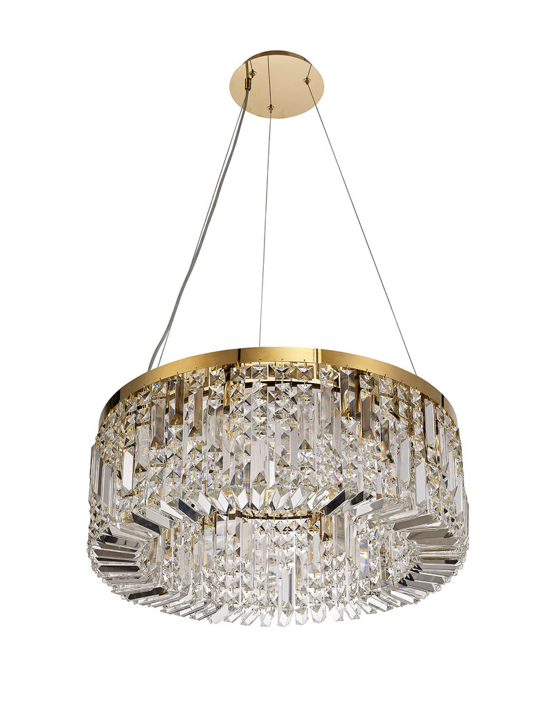 Load image into Gallery viewer, C-Lighting Vesta 60cm Round Pendant Chandelier, 8 Light E14, Gold/Crystal - 29248
