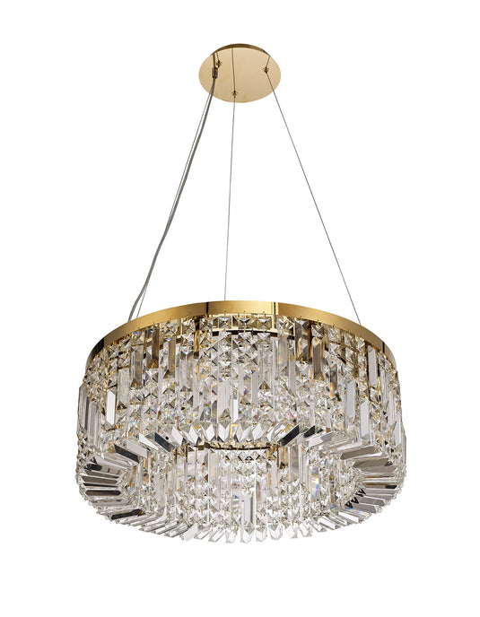 C-Lighting Vesta 60cm Round Pendant Chandelier, 8 Light E14, Gold/Crystal - 29248