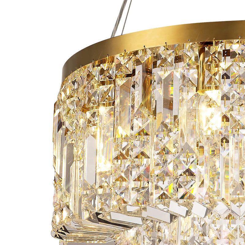 Load image into Gallery viewer, C-Lighting Vesta 60cm Round Pendant Chandelier, 8 Light E14, Gold/Crystal - 29248
