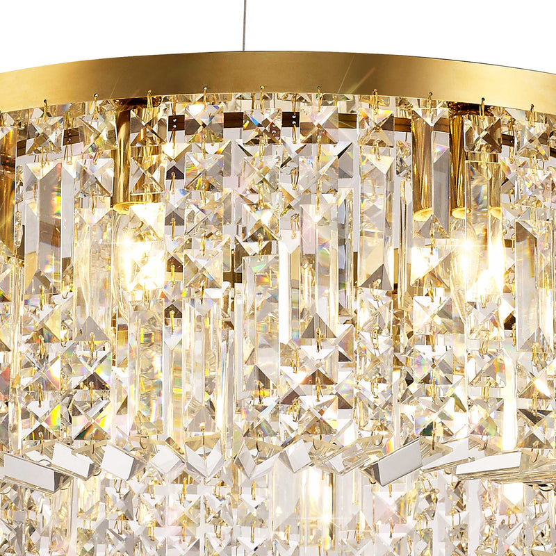 Load image into Gallery viewer, C-Lighting Vesta 60cm Round Pendant Chandelier, 8 Light E14, Gold/Crystal - 29248
