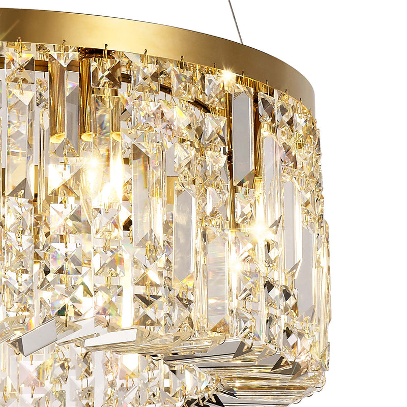 Load image into Gallery viewer, C-Lighting Vesta 60cm Round Pendant Chandelier, 8 Light E14, Gold/Crystal - 29248
