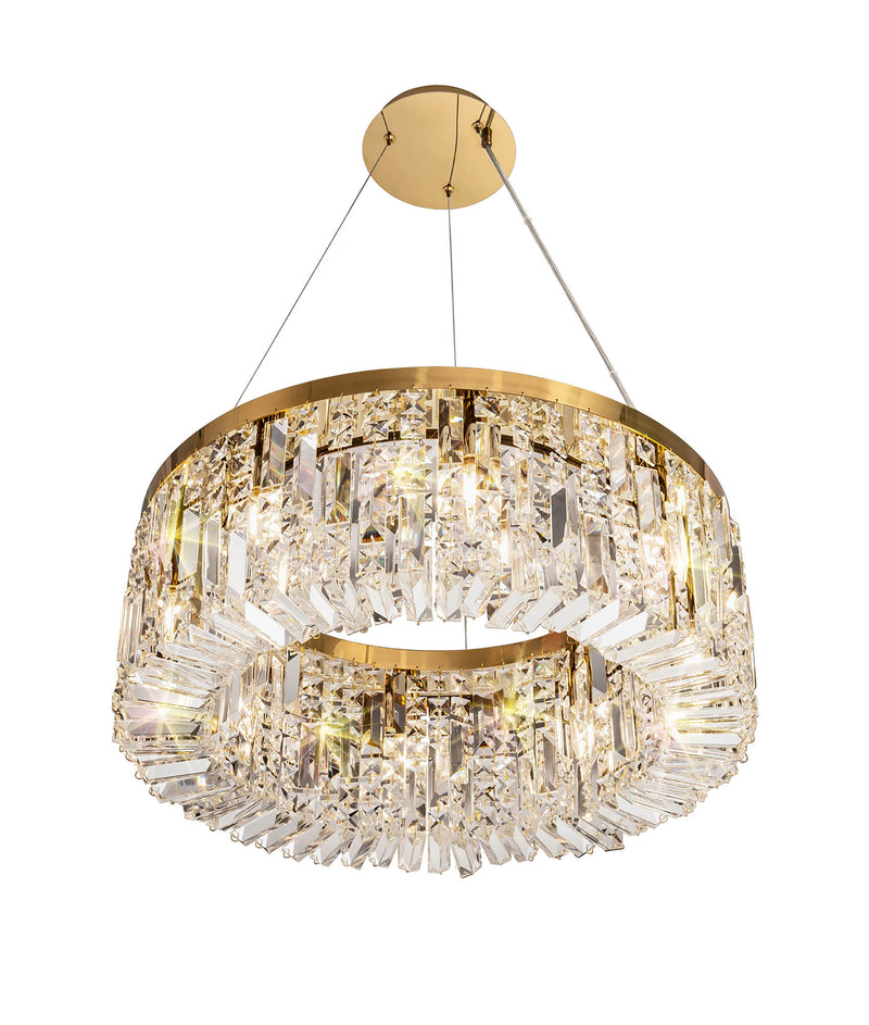 Load image into Gallery viewer, C-Lighting Vesta 60cm Round Pendant Chandelier, 8 Light E14, Gold/Crystal - 29248
