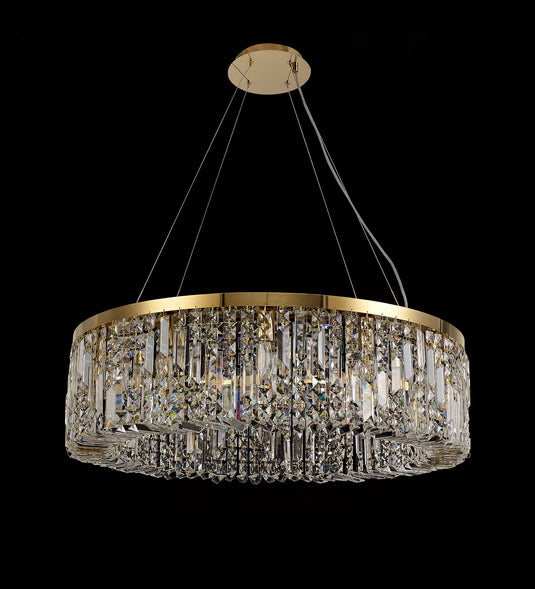 C-Lighting Vesta 80cm Round Pendant Chandelier, 12 Light E14, Gold/Crystal Item Weight: 16.8kg - 29249