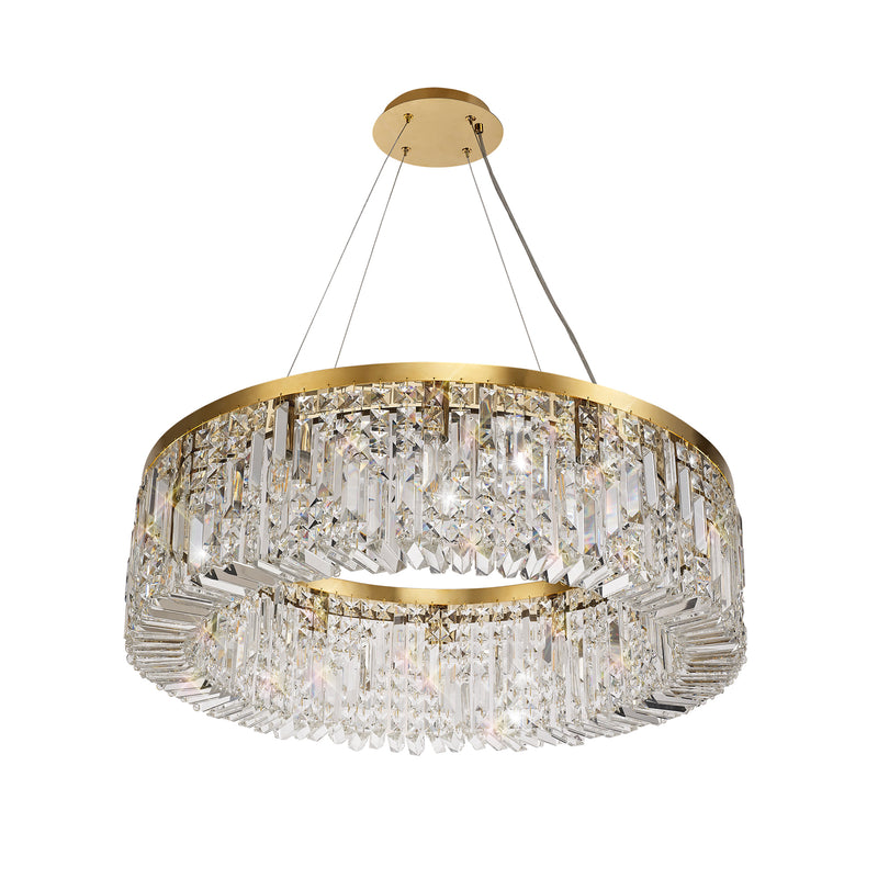 Load image into Gallery viewer, C-Lighting Vesta 80cm Round Pendant Chandelier, 12 Light E14, Gold/Crystal Item Weight: 16.8kg - 29249

