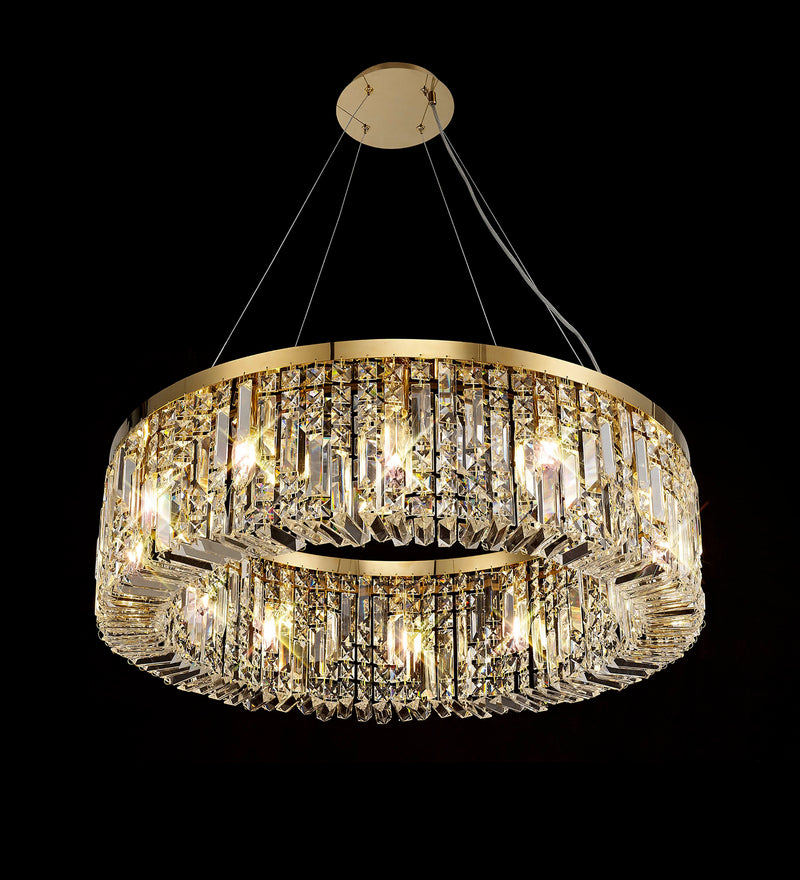 Load image into Gallery viewer, C-Lighting Vesta 80cm Round Pendant Chandelier, 12 Light E14, Gold/Crystal Item Weight: 16.8kg - 29249
