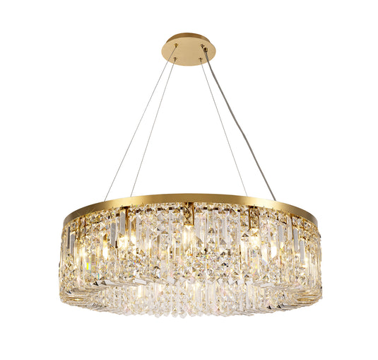 C-Lighting Vesta 80cm Round Pendant Chandelier, 12 Light E14, Gold/Crystal Item Weight: 16.8kg - 29249