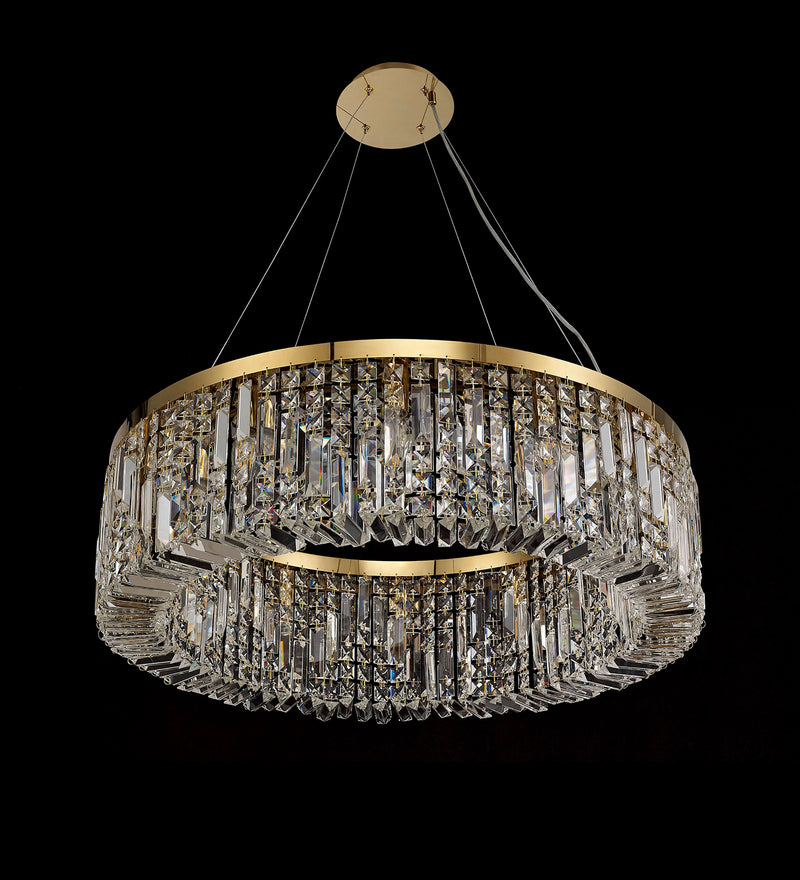 Load image into Gallery viewer, C-Lighting Vesta 80cm Round Pendant Chandelier, 12 Light E14, Gold/Crystal Item Weight: 16.8kg - 29249
