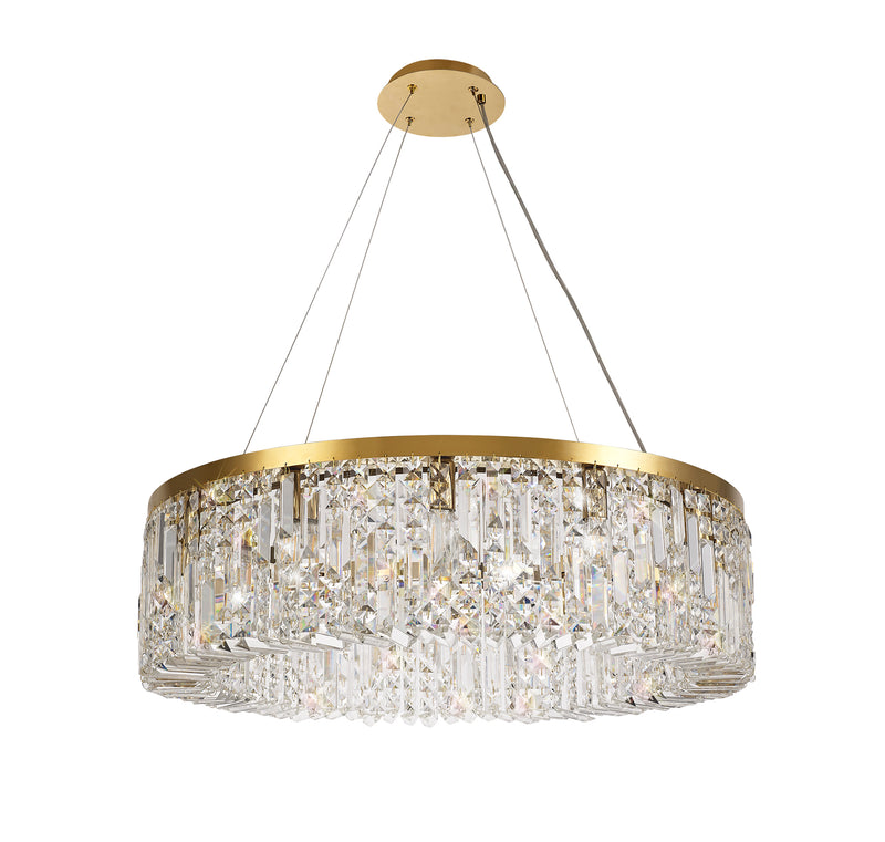 Load image into Gallery viewer, C-Lighting Vesta 80cm Round Pendant Chandelier, 12 Light E14, Gold/Crystal Item Weight: 16.8kg - 29249
