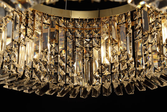 C-Lighting Vesta 80cm Round Pendant Chandelier, 12 Light E14, Gold/Crystal Item Weight: 16.8kg - 29249