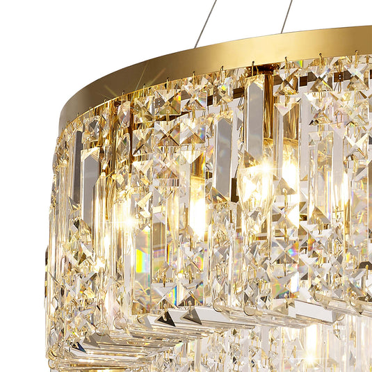 C-Lighting Vesta 80cm Round Pendant Chandelier, 12 Light E14, Gold/Crystal Item Weight: 16.8kg - 29249