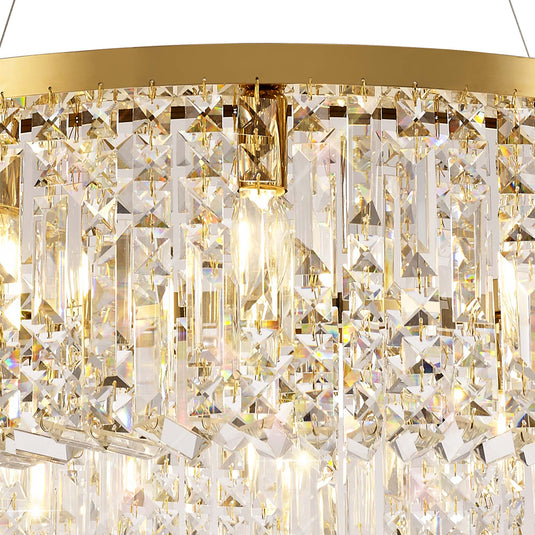 C-Lighting Vesta 80cm Round Pendant Chandelier, 12 Light E14, Gold/Crystal Item Weight: 16.8kg - 29249