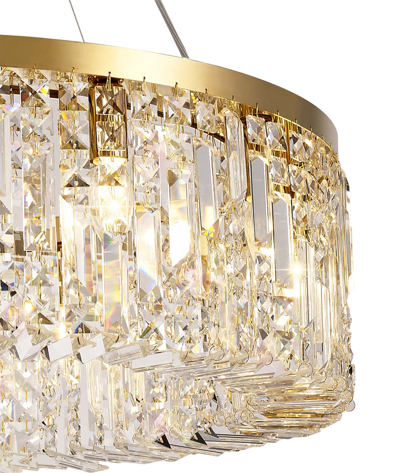 Load image into Gallery viewer, C-Lighting Vesta 80cm Round Pendant Chandelier, 12 Light E14, Gold/Crystal Item Weight: 16.8kg - 29249
