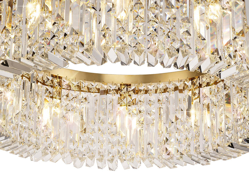Load image into Gallery viewer, C-Lighting Vesta 80cm Round Pendant Chandelier, 12 Light E14, Gold/Crystal Item Weight: 16.8kg - 29249
