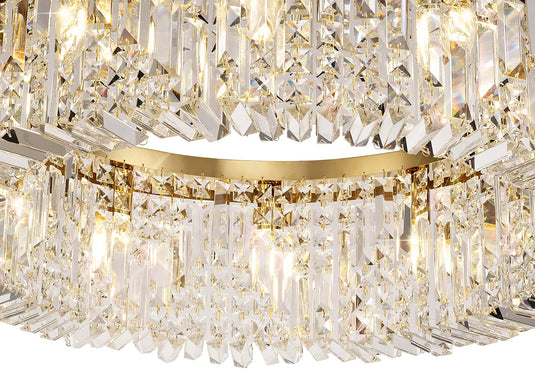 C-Lighting Vesta 80cm Round Pendant Chandelier, 12 Light E14, Gold/Crystal Item Weight: 16.8kg - 29249