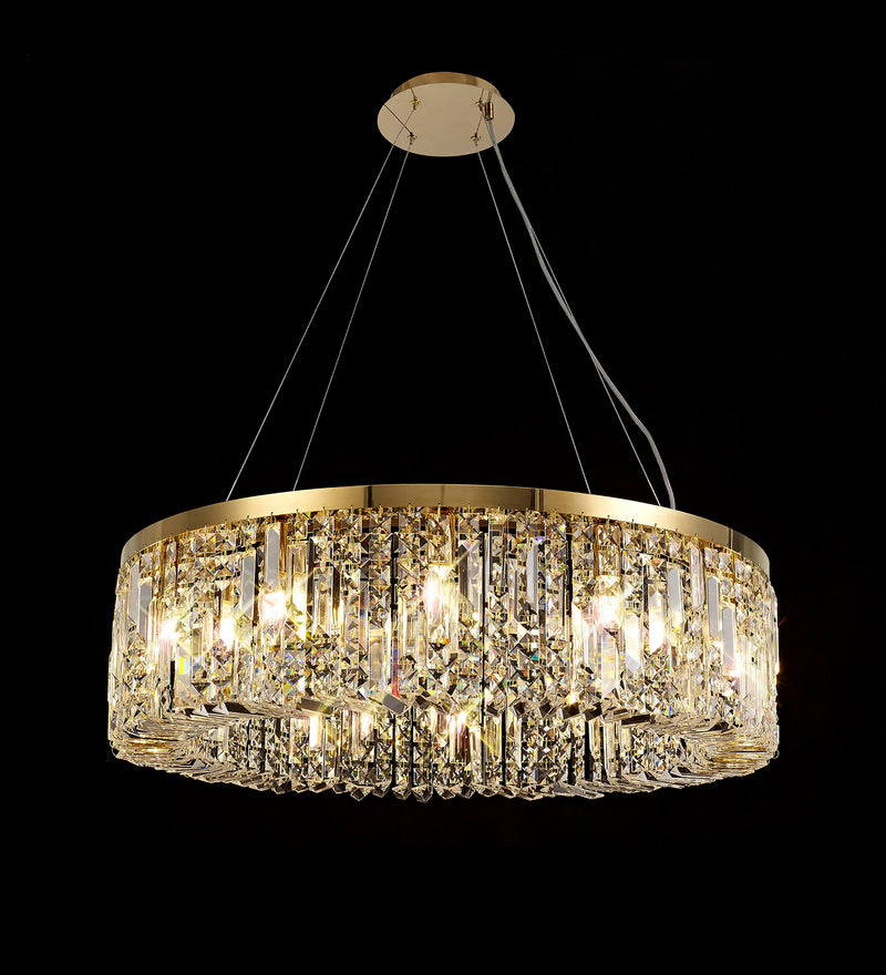 Load image into Gallery viewer, C-Lighting Vesta 80cm Round Pendant Chandelier, 12 Light E14, Gold/Crystal Item Weight: 16.8kg - 29249
