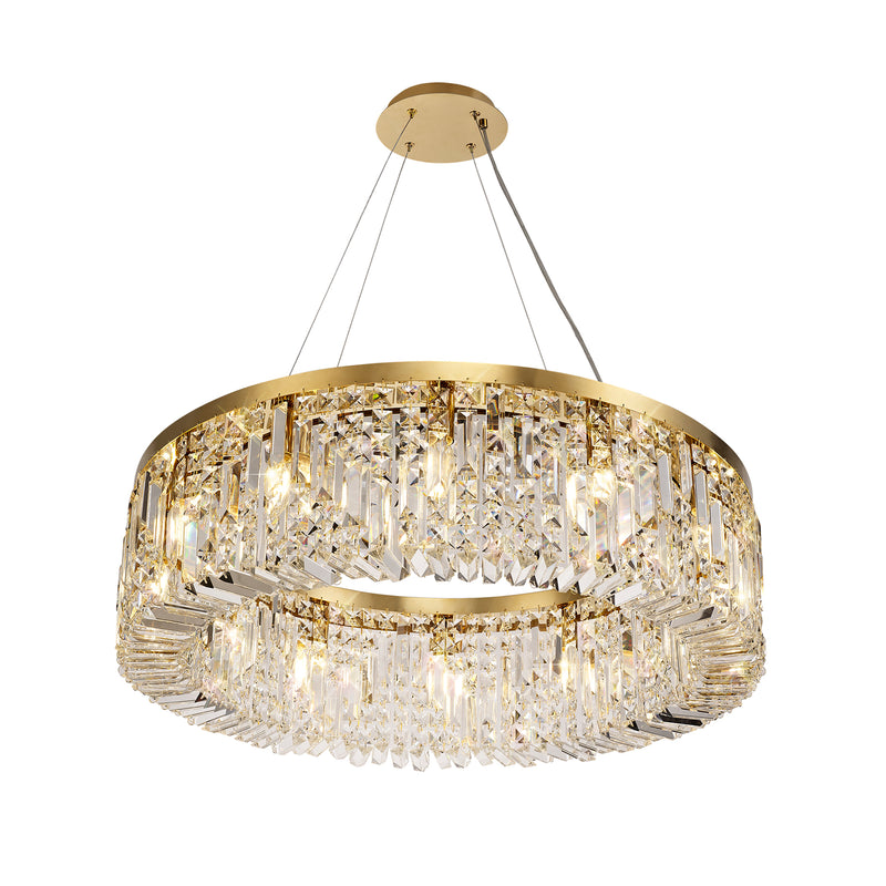 Load image into Gallery viewer, C-Lighting Vesta 80cm Round Pendant Chandelier, 12 Light E14, Gold/Crystal Item Weight: 16.8kg - 29249
