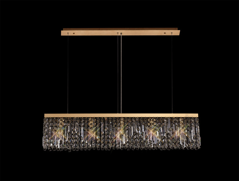 Load image into Gallery viewer, C-Lighting Vesta 102x9cm Linear Pendant Chandelier, 5 Light E14, Gold/Crystal - 29250
