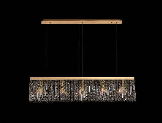 C-Lighting Vesta 102x9cm Linear Pendant Chandelier, 5 Light E14, Gold/Crystal - 29250