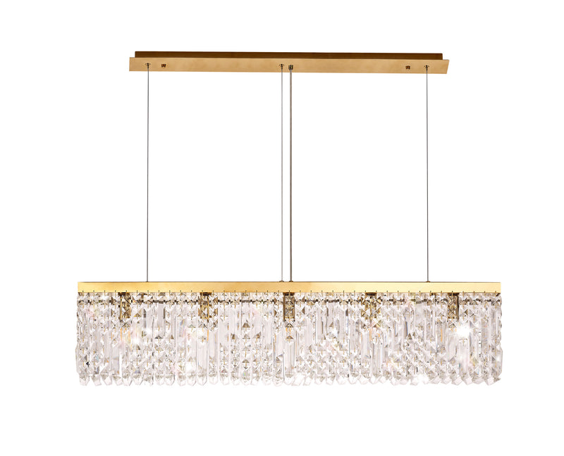 Load image into Gallery viewer, C-Lighting Vesta 102x9cm Linear Pendant Chandelier, 5 Light E14, Gold/Crystal - 29250
