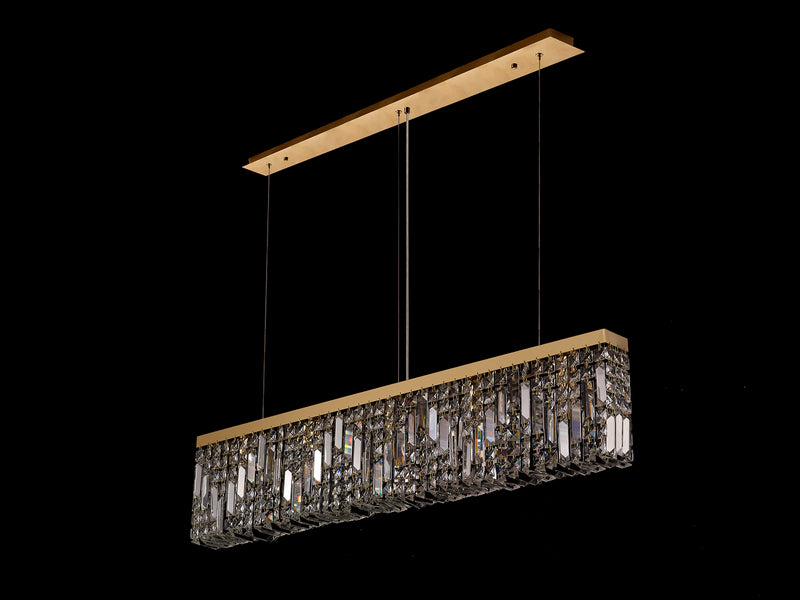 Load image into Gallery viewer, C-Lighting Vesta 102x9cm Linear Pendant Chandelier, 5 Light E14, Gold/Crystal - 29250
