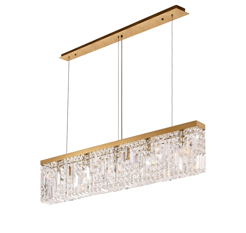 Load image into Gallery viewer, C-Lighting Vesta 102x9cm Linear Pendant Chandelier, 5 Light E14, Gold/Crystal - 29250
