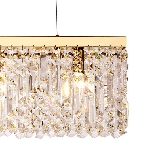 C-Lighting Vesta 102x9cm Linear Pendant Chandelier, 5 Light E14, Gold/Crystal - 29250