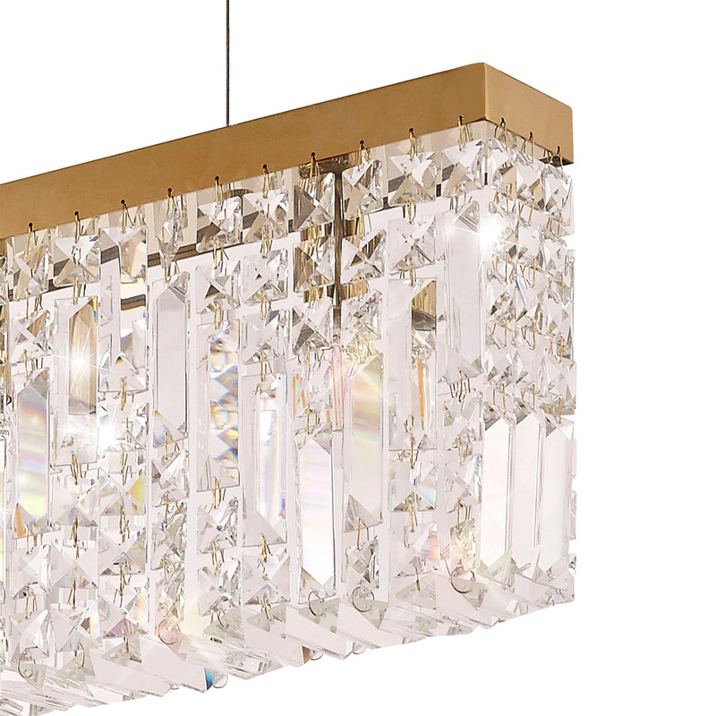 Load image into Gallery viewer, C-Lighting Vesta 102x9cm Linear Pendant Chandelier, 5 Light E14, Gold/Crystal - 29250
