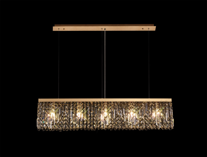Load image into Gallery viewer, C-Lighting Vesta 102x9cm Linear Pendant Chandelier, 5 Light E14, Gold/Crystal - 29250
