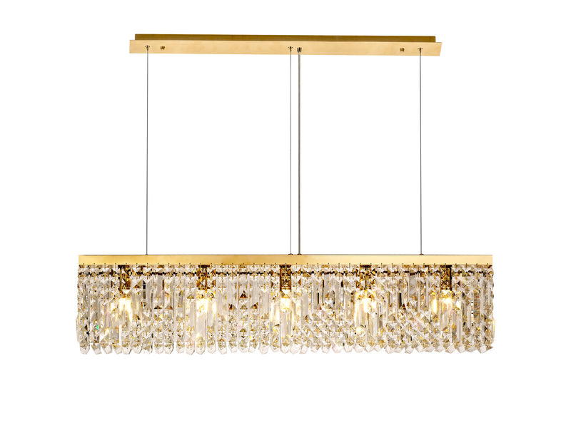 Load image into Gallery viewer, C-Lighting Vesta 102x9cm Linear Pendant Chandelier, 5 Light E14, Gold/Crystal - 29250
