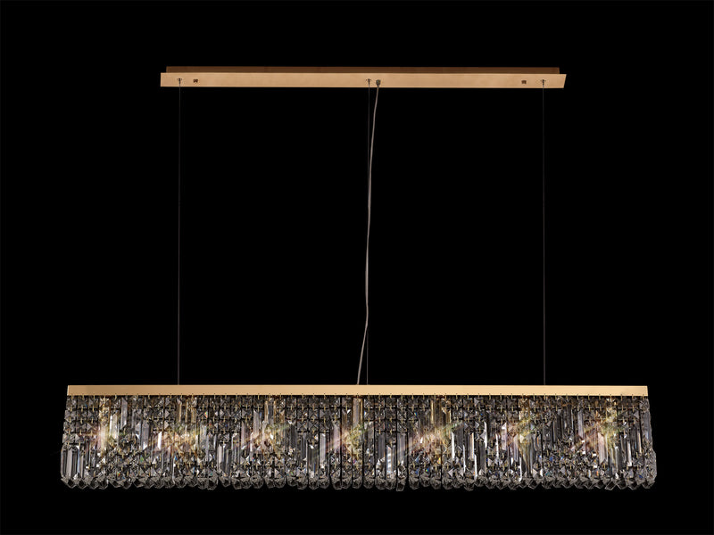 Load image into Gallery viewer, C-Lighting Vesta 138x9cm Linear Pendant Chandelier, 7 Light E14, Gold/Crystal - 29251
