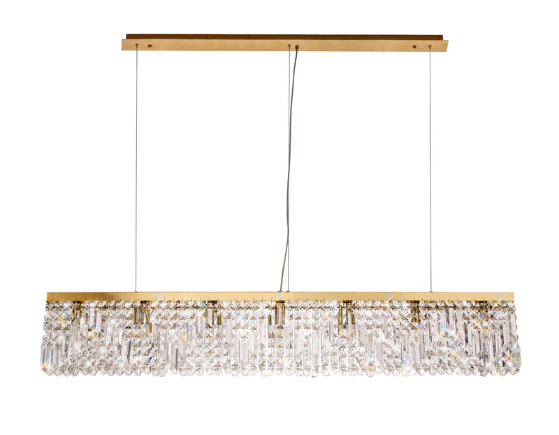 Load image into Gallery viewer, C-Lighting Vesta 138x9cm Linear Pendant Chandelier, 7 Light E14, Gold/Crystal - 29251
